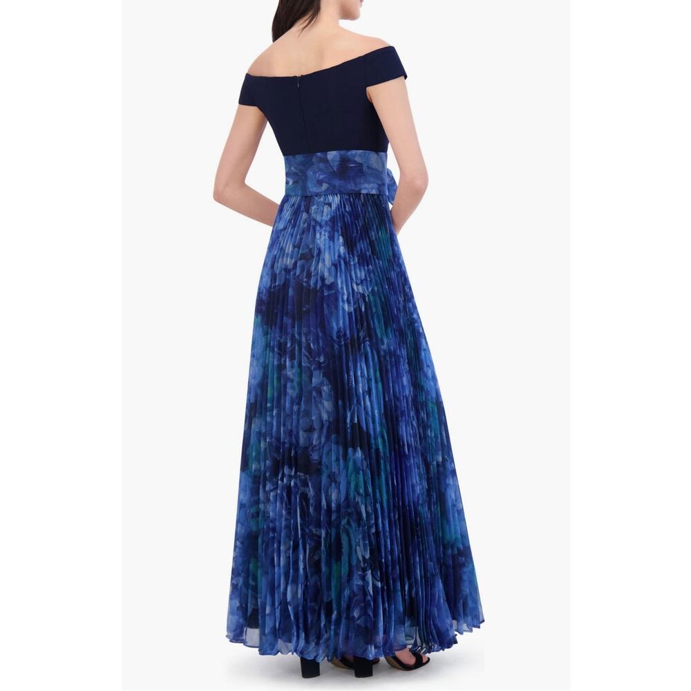 Eliza J Pleated Off-Shoulder Navy Gown - Size 18 (new) - Picture 2 of 5